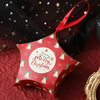 

7.5*7.5cm Candy Boxes Cookies Package Xmas Star Decoration Favour Gift