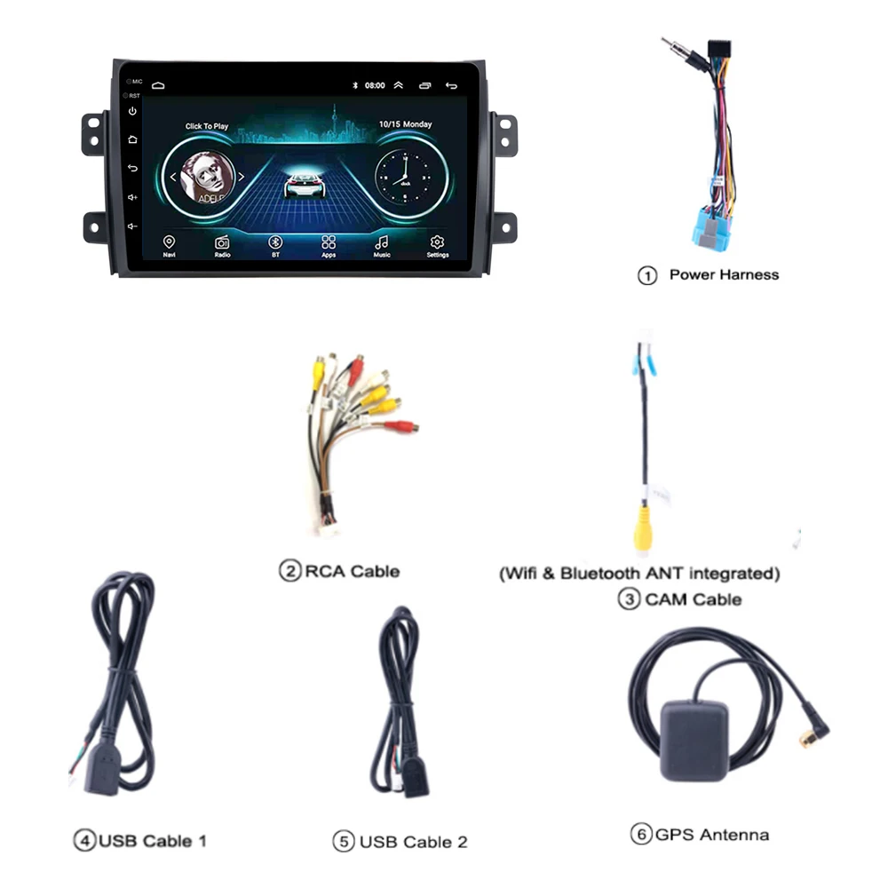 Для Suzuki SX4 Автомагнитола 2006 2007 2008 2009-2012 Android 8,1" gps-навигация, dvd-плеер с Carplay SWC wifi USB Hands free