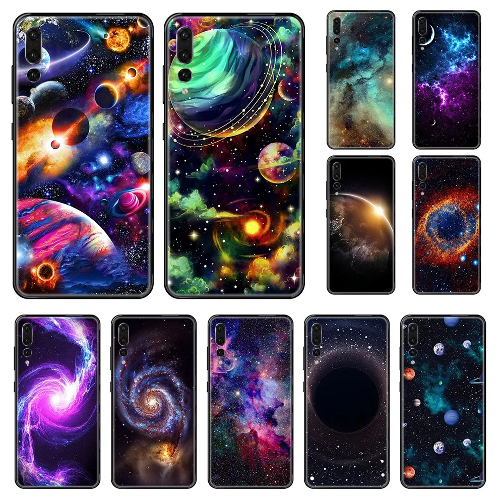 Цветной чехол для телефона galaxy universe 3D hoesjes black Huawei P 8 10 20 30 Smart Plus 2019 Z Lite Pro 2017 |