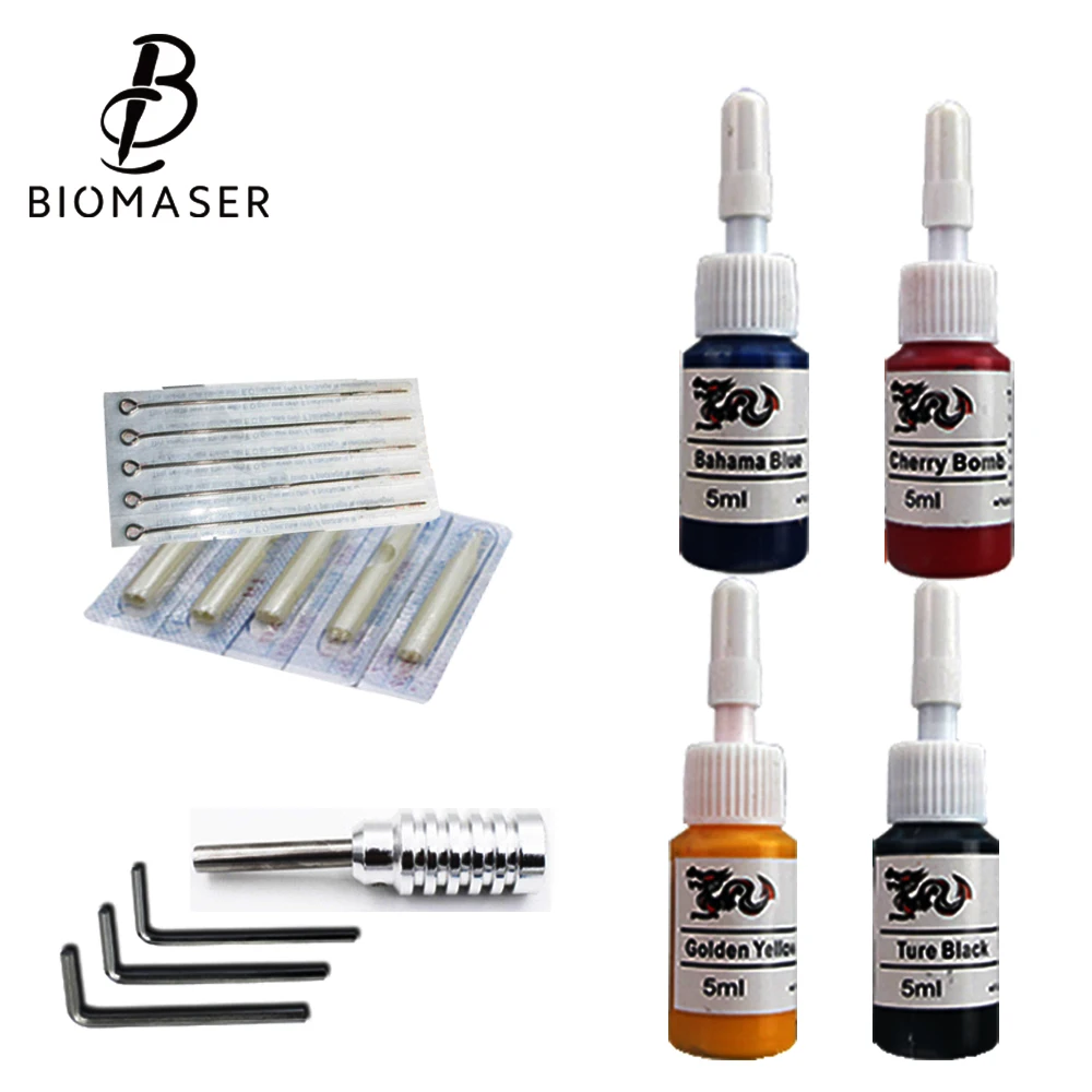 Biomaser K1-2 Набор для тату 1 машинка для тату пистолет набор черных чернил блок питания ручки для боди-арта набор инструментов для татуажа Перманентный макияж
