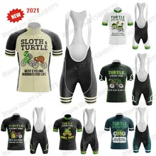 Conjunto de Maillot de ciclismo para hombre, Ropa para bicicleta de montaña, pantalones cortos con pechera de tortuga, verano, 2021