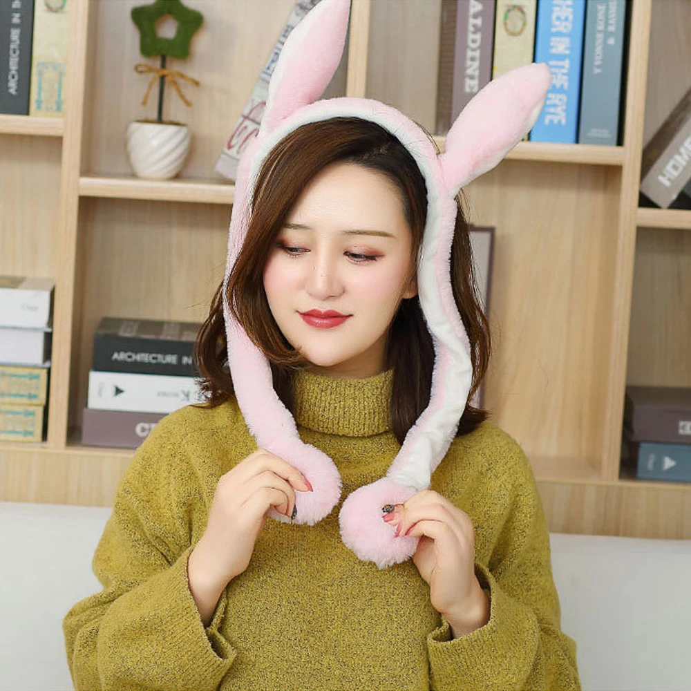 

2019 Winter New Fluffy Plush Headband Cute Moving Airbag Rabbit Ears Ear Warmer Hair Hoop Gift Party Favors Dance Toy Photo Prop