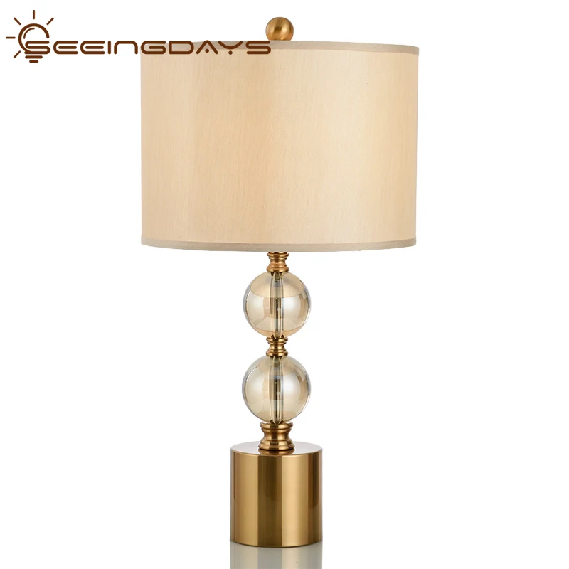 American Style Simple Creative Crystal Ball Table Lamp for Bedroom Living Room Led EU Plug Button Switch Table Lamp Home Decor