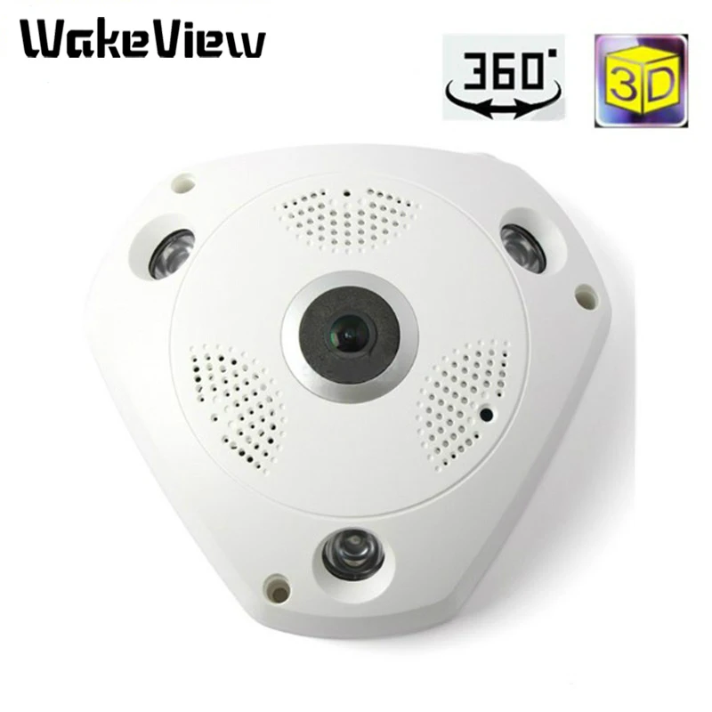 WakeView Full view WiFi 360 Degree Two way audio Panoramic 4.0MP Day/Night WiFi Smart IP Camera support 128g TF Card APP control