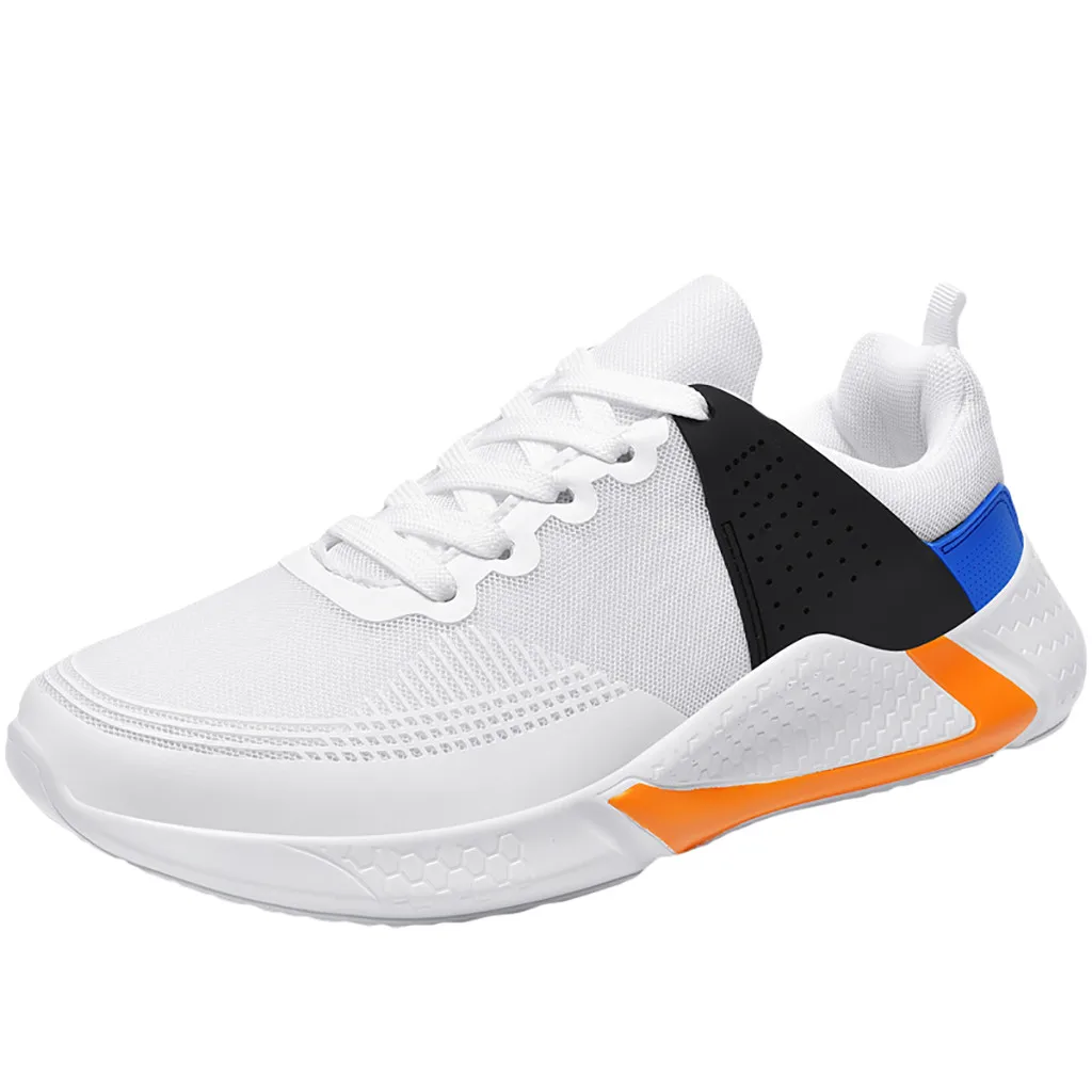 Men Sneakers Couple Flying Woven Mesh Vulcanize Shoes Lace-Up Breathable Lightweight Casual Shoes Student Sports Running Shoes - Цвет: Белый