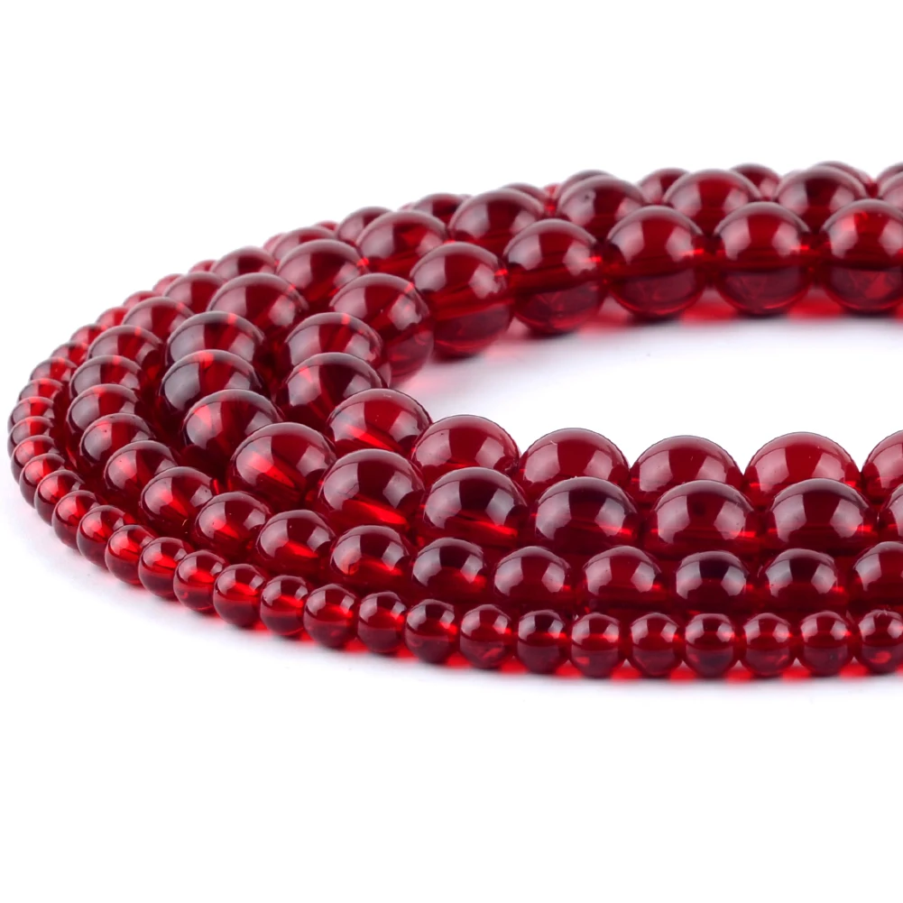 Großhandel Granat Rot Glas Kristall Stein Perlen Runde Lose Spacer Für Schmuck Machen 4/6/8/10/12mm DIY Armband Halskette – Detail 5