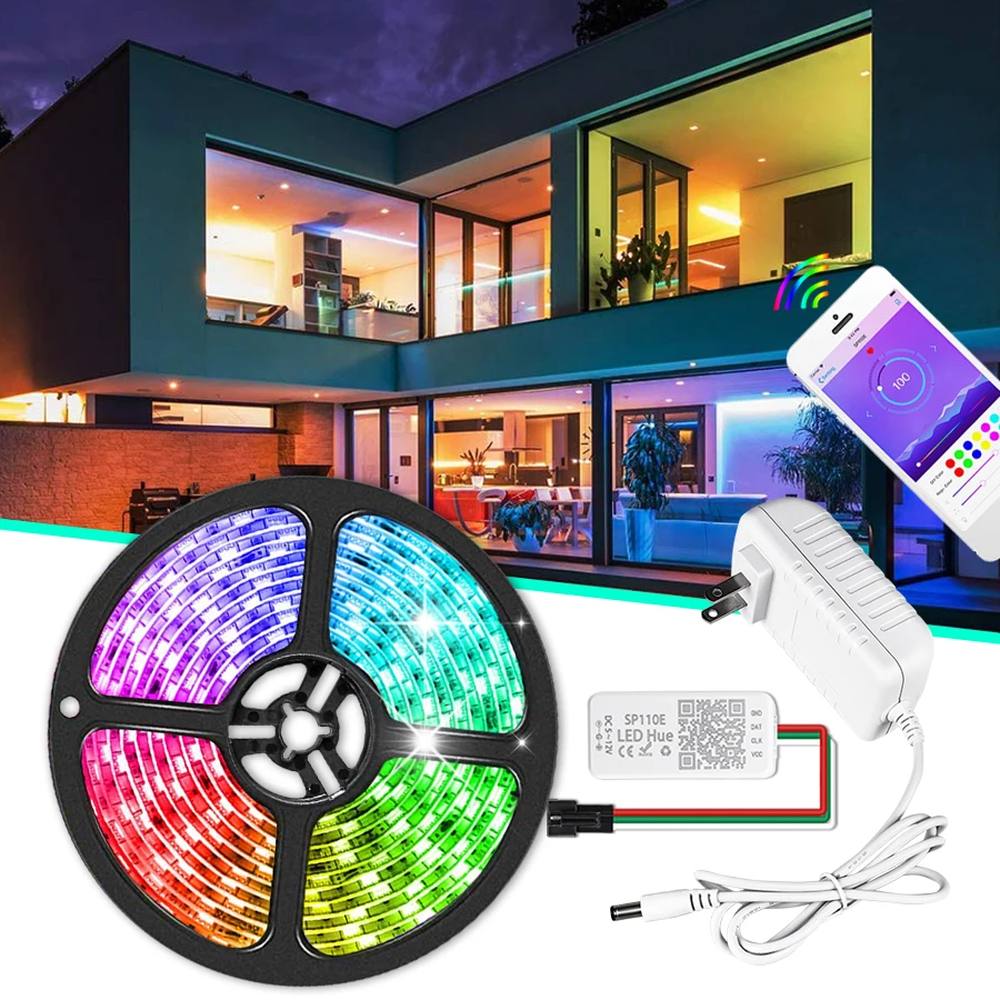 Bluetooth Светодиодные ленты светильник WS2811 IC RGB 5050 светодиодный гибкий светильник 12V смарт-полосы ленты HD ТВ Настольный Экран Подсветка