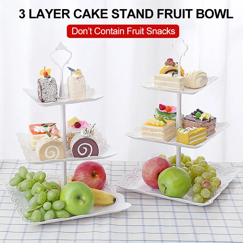 Environmental Economic Birthday 3Tiers Food Decoration Desktop Fruit Holder PP DIY Pastry Cookies Wedding Home Cake Rack