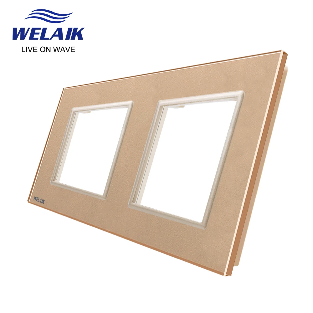 EU 2Frame 151*80mm Wall Socket Outlet Square-hole Crystal Tempered Glass Panel DIY Parts A288W1 access panel wall touch switch socket pixel style switch board tempered glass frame