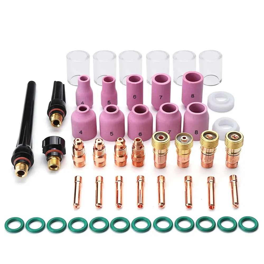 

49PCS TIG Welding Torch Stubby Gas Lens #10 Pyrex Glass Cup Kit for WP-17/18/26 TIG Welding Kit Practical Welding Accessories