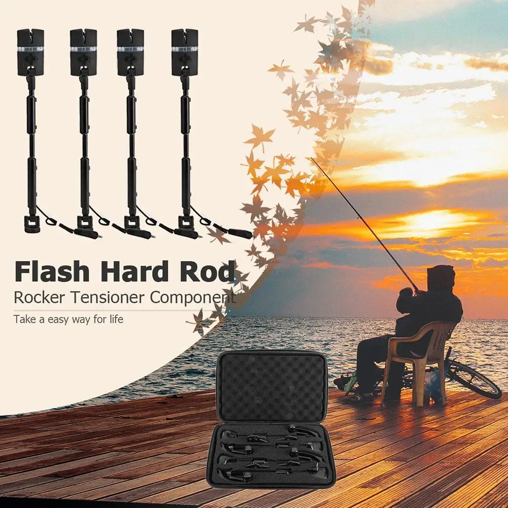 

4pcs Carp Fishing Alarm Swingers Hangers 7 Colors LED Illuminated Bite Indicators with Carrying Case Pesca Fish Tackle Accessory