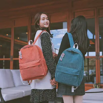 

Fashion Corduroy Backpack School Shoulder Bookbag Travel Daypack for Women Girl