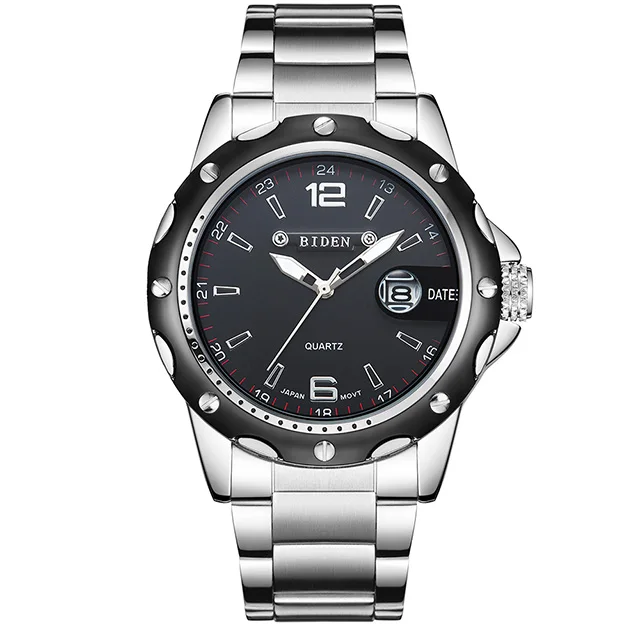 Черный Relojes Hombre, модные мужские часы, Топ бренд, роскошные мужские кварцевые наручные часы, мужские стальные спортивные водонепроницаемые часы с датой - Цвет: Черный
