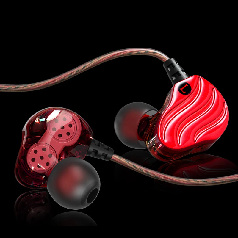 LOPPO D1 Zebra crossing Wired earphone in ear high quality Quad core double moving coil Sport Earphone Jack 3 5mm for Xiaomi