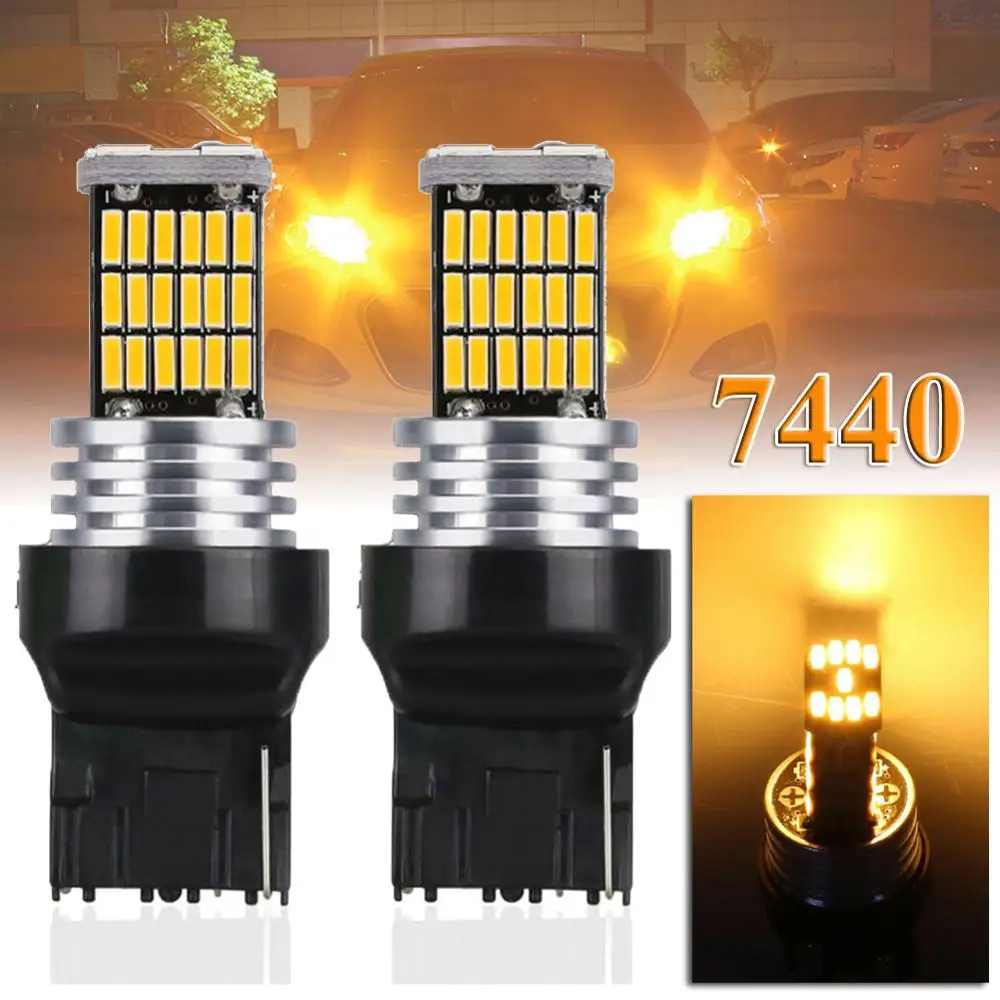

2x W21W T20 Led Amber Canbus 7440 Turn Signal Lights Brake Lamp Tail Light 45SMD