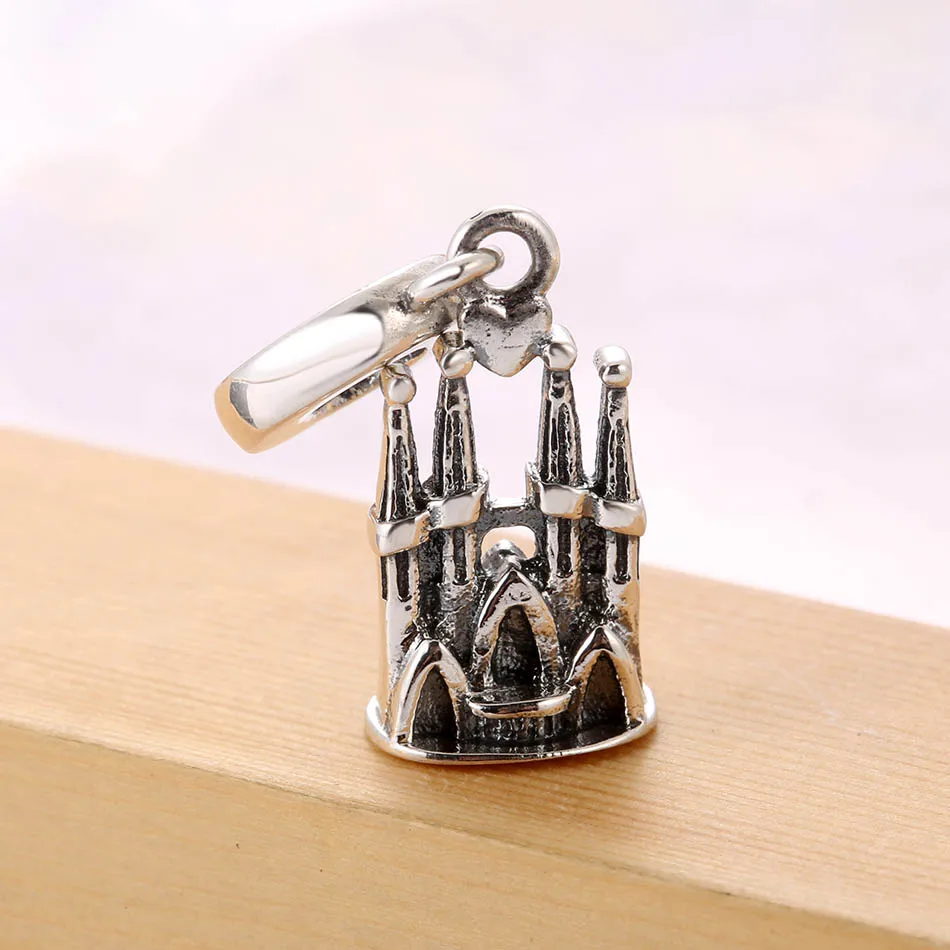 Аутентичные 925 стерлингового серебра La Sagrada Familia серьги кулон Шарм Fit Pandora браслет для женщин для украшений "сделай сам"