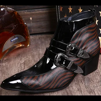 

Martin Boots Botas Mujer Cow Leather Heel High Top Shoes Men Pointed Toe Ankle Genuine Leather Zip Full Grain Leather Rubber