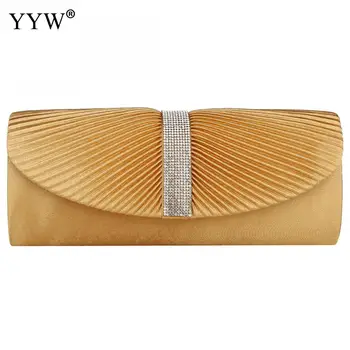 

Rhinestone Envelope Bag Silk Clutch Evening Bag 2019 Designer Brand Women Bags Attached With Hanging Strap Yellow Party Purse