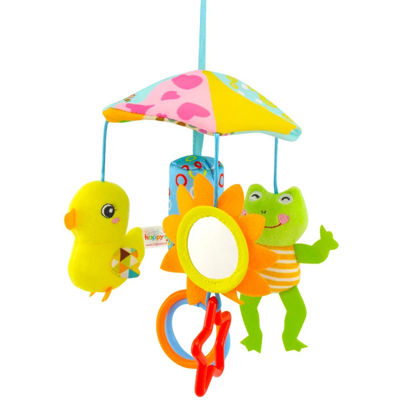 Детское игрушечное животное, коляска, аксессуары для колыбельки, музыкальная вращающаяся кровать, висячая, колокольчик, Мягкая погремушка, милая прикроватная игрушка-колокольчик - Цвет: Duck Frog