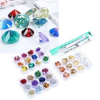 

Large Pack Foil Decorative Paper Glitter Metallic Foil Flakes Sequins Resin Mold Fillings Materials Resin Jewelry Making