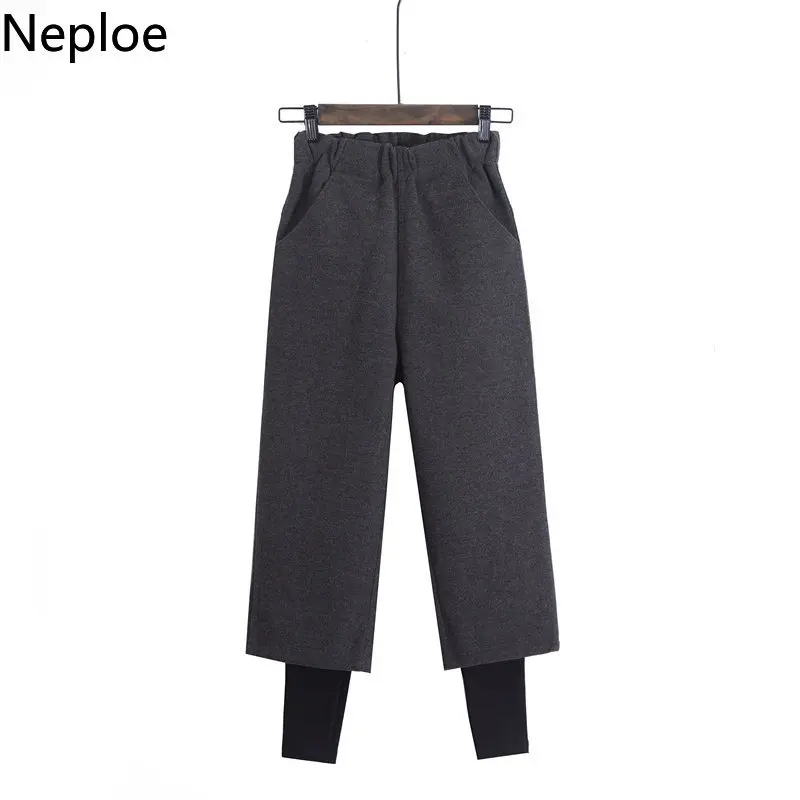 Neploe/большие размеры, Свободные Поддельные штаны из двух предметов, широкие штаны с высокой талией, тонкая верхняя одежда, штаны осень-зима, Panyalones 46655