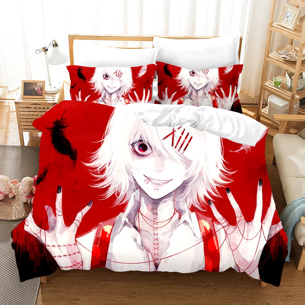 Tokyo Ghoul Anime Bedding Set Cartoon Kids Adult Gift Duvet Cover Sets Comforter Bed Linen Quilt Covers Queen King Single Size comforter sets Bedding Sets