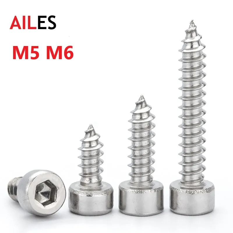 

M5 M6 Self Tapping Allen Hexagon Socket Cap Head Screws 304 Stainless Steel 12 16 20 25 30 40 45 50mm Length