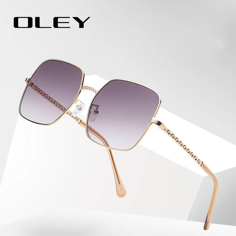 OLEY модные квадратные солнцезащитные очки для женщин Винтажная оправа из сплава женские солнцезащитные очки Классические брендовые дизайнерские темные очки Oculos de sol femininos