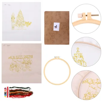 

2 Sets Embroidery Starter Kit Chic Christmas Cartoon Embroidery Kit DIY Embroidery Accessories Cross-stitch Kit for Home Starter