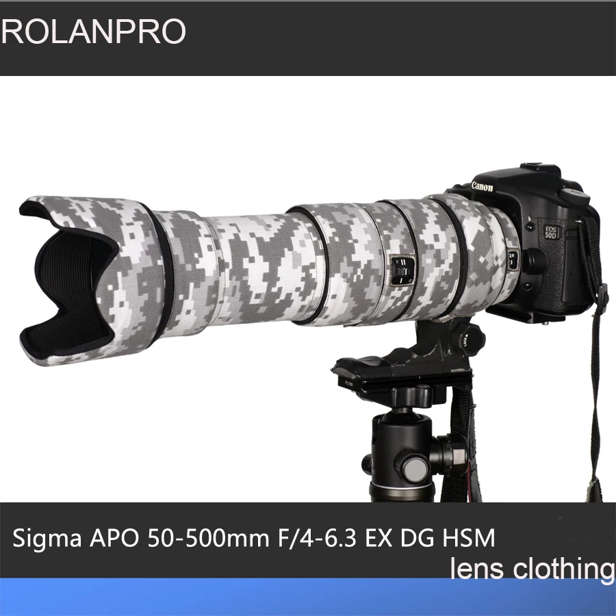 Rolanpro Lens Camouflage Coat Rain Cover Per Sigma Apo 50-500Mm F/4-6.3 Ex Dg Hsm Custodia Protettiva Custodia Per Pistole Borsa Per Foto