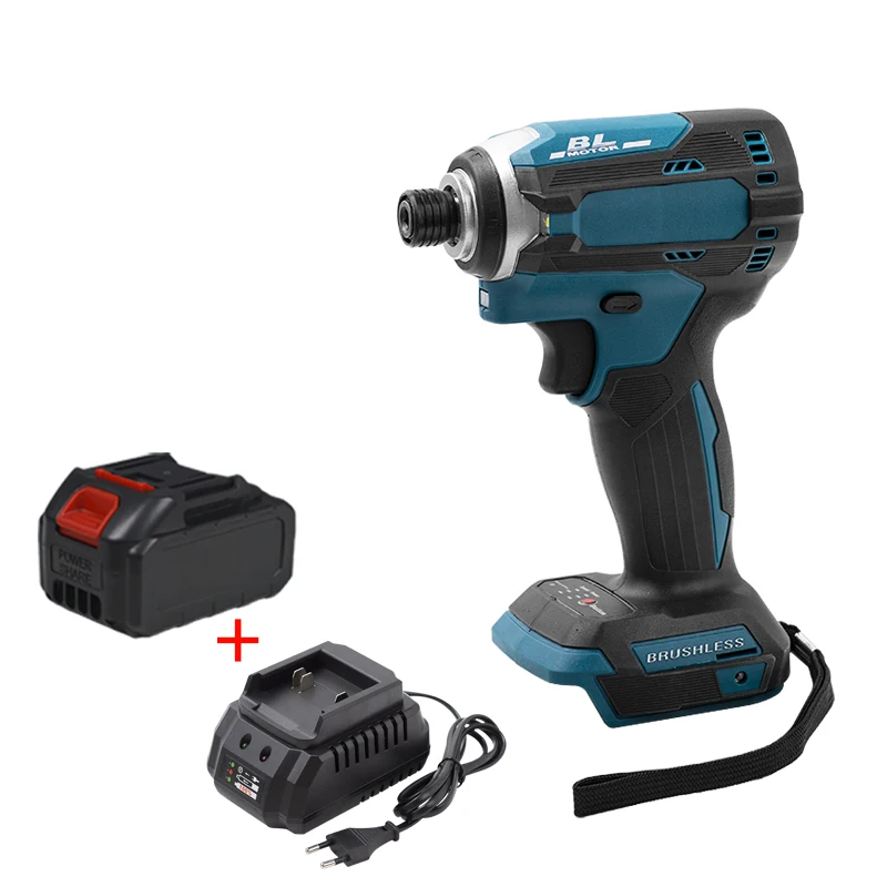 18V Brushless Cordless Electric Screwdriver 1/4'' Impact Wrench Rechargable Drill Driver+3 Light + Makita Battery 21V 3000mAh