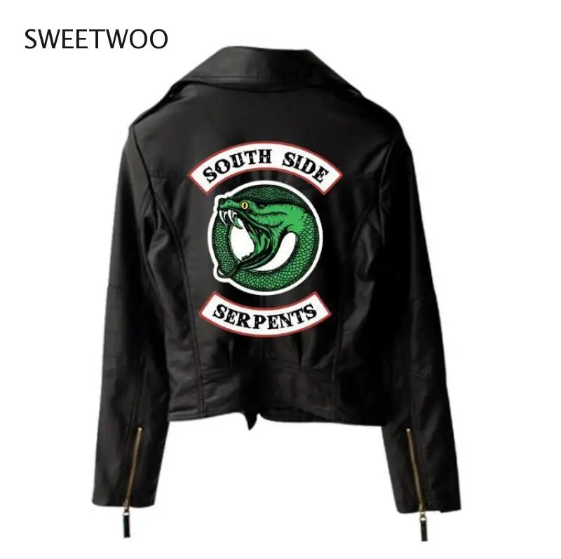 Women Pu Letters Print Jacket Overcoat Lady Faux Leather Long Sleeve Streetwear New Autumn Fashion