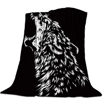 

Flannel Blanket for Bed Wolf Head Throw Blanket Portable Soft Blanket Warm Sofa Bed Sheets Blanket for Picnic
