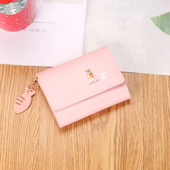 

New Model Lovely girl wallet Fishbone Pendant Cute Little Rabbit Carrot pattern printing Solid Wallet Card bag High-capacity