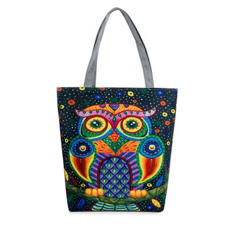 Стиль хипстер корейский стиль сова холст хозяйственная Сумка Многофункциональная портативная сумка на плечо