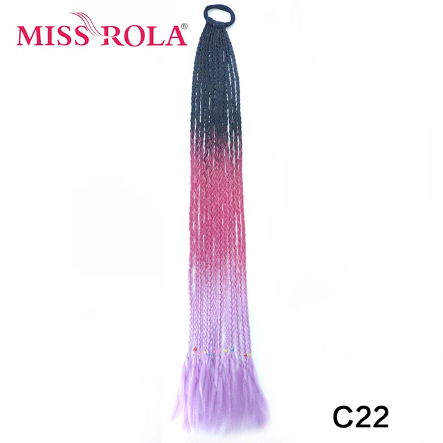 Synthetic Chignon Hair 60cm Hair Color Gradient Dirty Braided Ponytail Women Elastic Hair Rubber Band Hair Accessories Headband C22