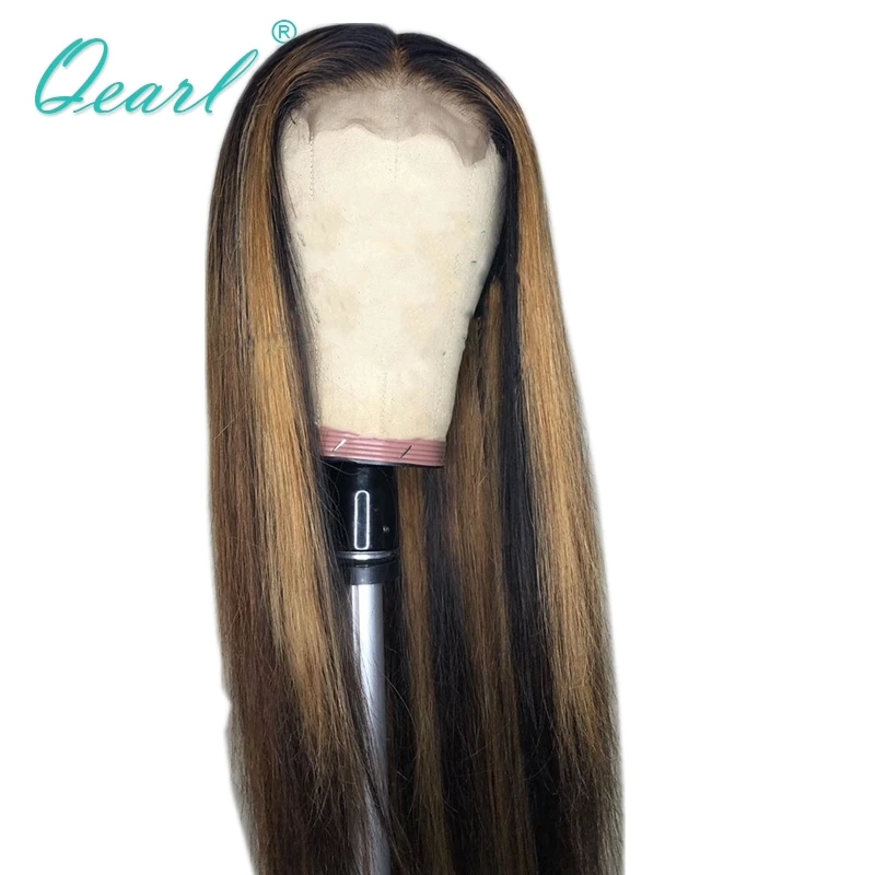 

Deep Middle Part Lace Front Human Hair Wig Ombre Highlights Blonde Color Straight Lace Wig Pre Plucked 13x4/13x6 Remy Hair Qearl