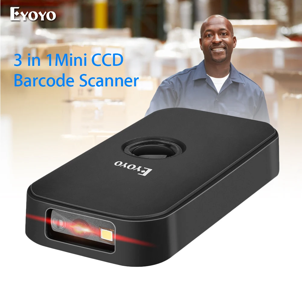 

Eyoyo EY-009C Barcode Scanner CCD 2.4G Pocket BT Wired 3-in-1 Connection Modes Decoding Capability Mini Barcode Scanner Wireless