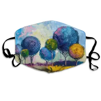 

Mouth Mask Oil Painting Colorful Trees Fashion Earloop Face Mask For Kids Teens Men Women Winter Summer