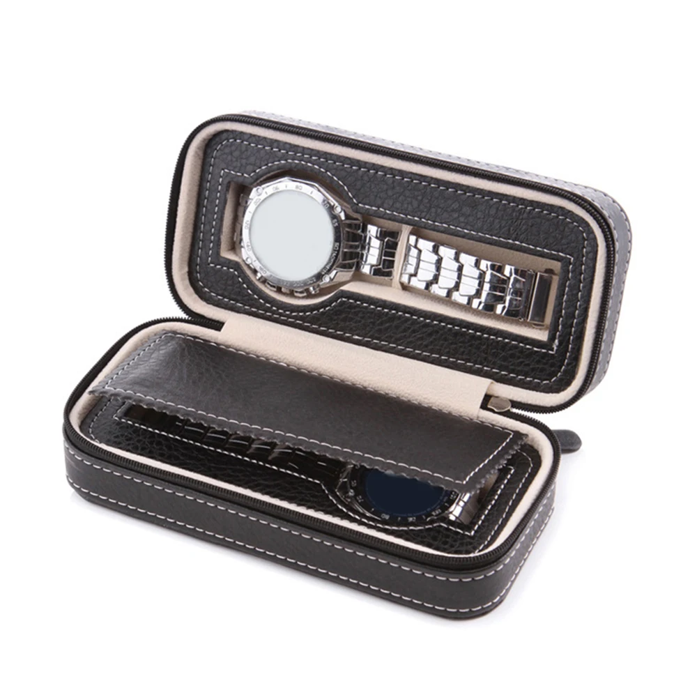 

2/4/8 Grids Watch Display Storage Box Case Tray Zippered Travel Watch Collector Case Faux Leather