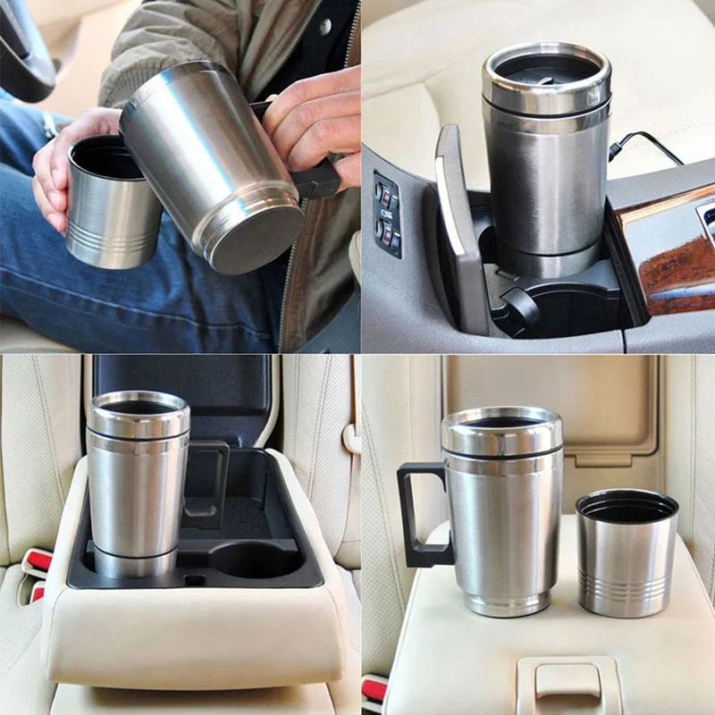 

Hot Water Heater Mug Car Electric Kettle Heated Stainless Steel Car Cigarette Lighter Heating Cup X66