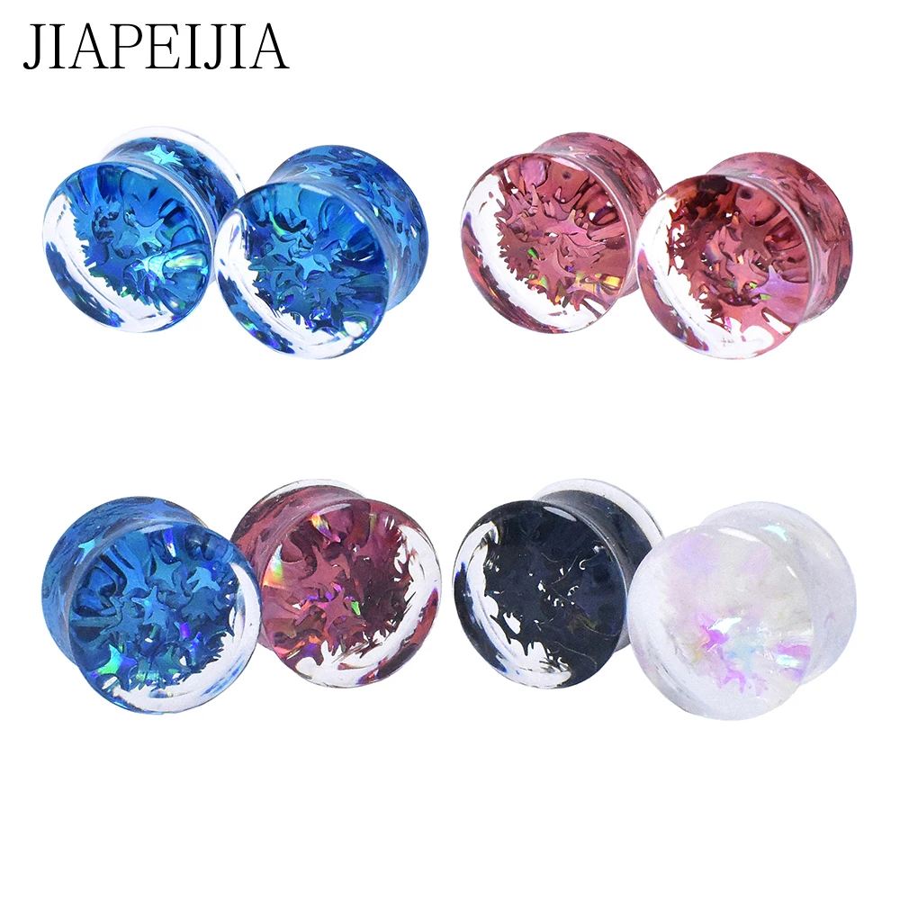 Acrylic Coloured Stars Ear Piercing Tunnels Plugs Expanders Stretched Body Jewelry 6-30mm | Украшения и аксессуары