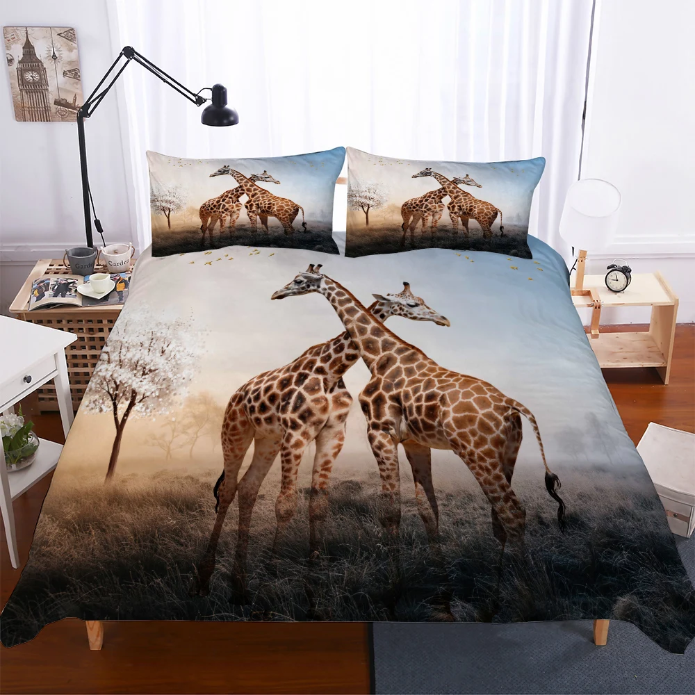as picture BEST.WENSD милый Лесной Олень пододеяльник набор хлопок+ pillowslip Детский двойной комплект постельного белья качественный современный стильный Домашний текстиль комплект постельного белья - Цвет: as picture