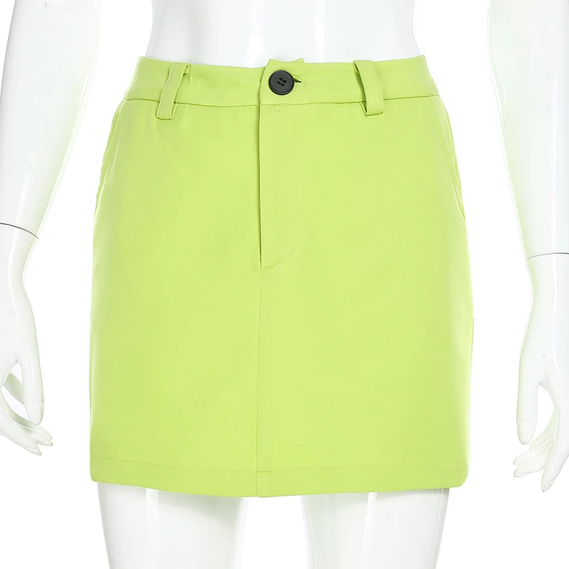 Skirt Darlingaga, модный неоновый цвет, осенний комплект из двух предметов, женская одежда, укороченный пиджак, пальто и юбка, подходящие комплекты, праздничная одежда - Цвет: Skirt