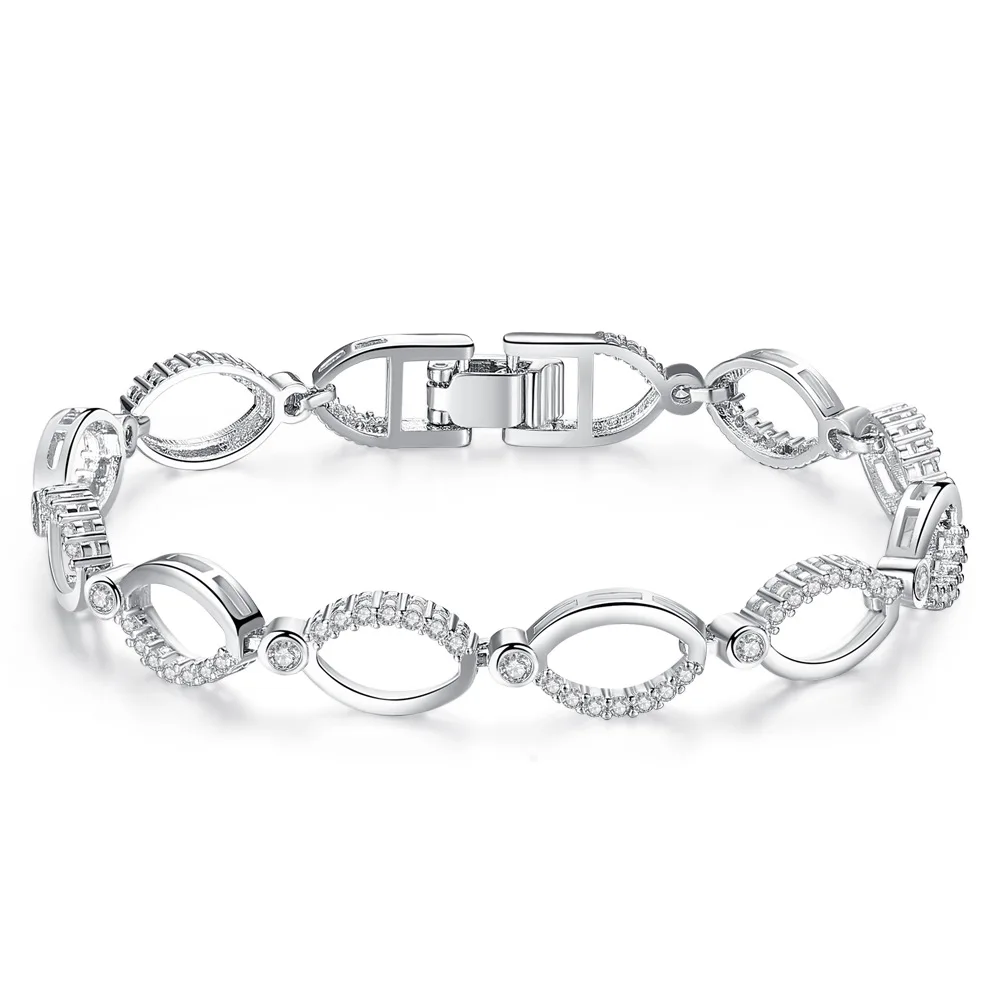 VOHE простой Овальный полый дизайн женский модный браслет серебро с высококачественными ювелирными изделиями для дам