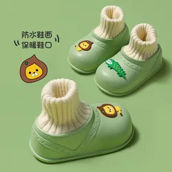 Pantoufles imperméables en coton pour enfants, automne et hiver, sac d'intérieur en peluche pour bébés, pantoufles pour garçons, chaussures de maison en coton pour bébés filles 