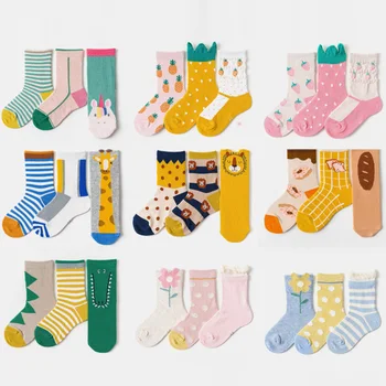 

3pairs/lot 3D Cartoon Animal Kids Socks Girls Boyes long Cotton Socks Soft Autumn Winter Happy Socks Children 1-12T Calcetines