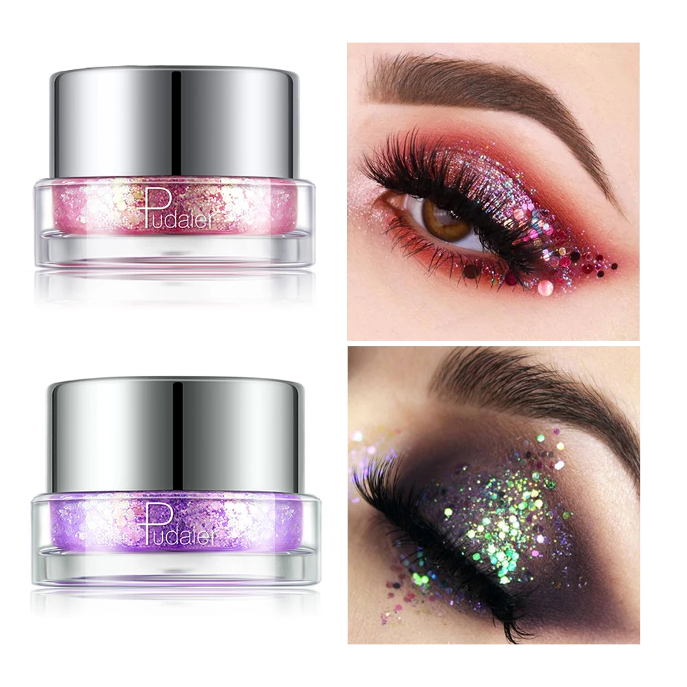 Pudaier Holographic Eyeshadow Sequin Laser Pigment Cosmetic Glitter Eye