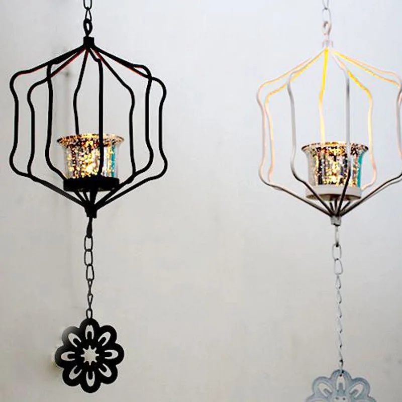High Quality Wall Hanging Hand-held Candle Holder Geometric-shape Candlestick Home Decoration Iron+ Glass