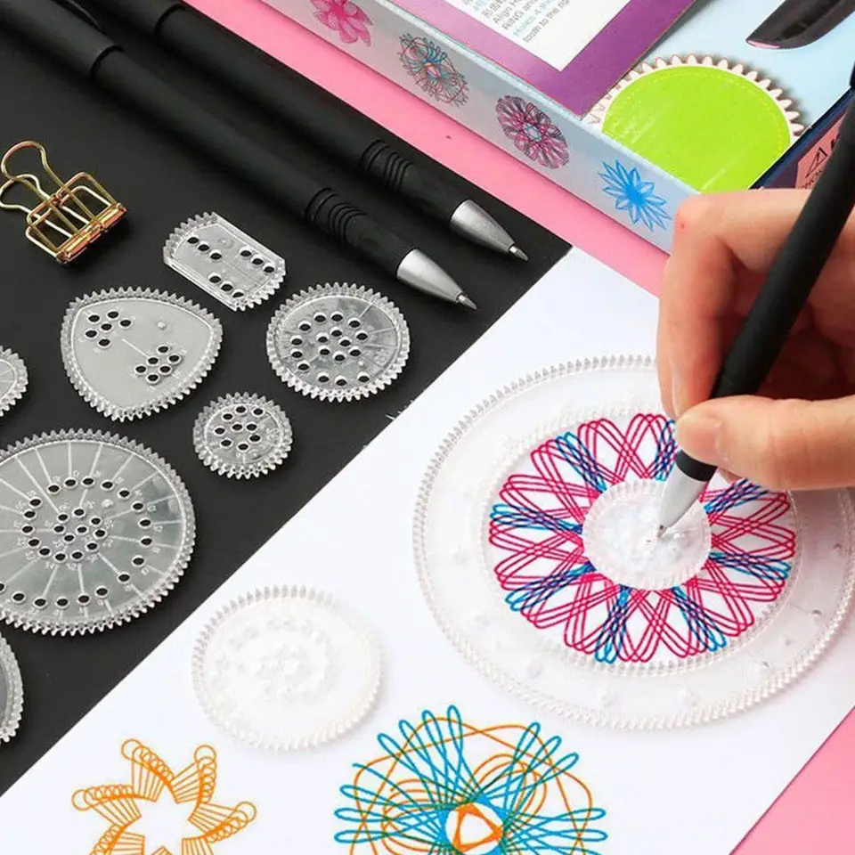 22PCS Spirograph Tekenspeelgoedset In elkaar grijpende tandwielen